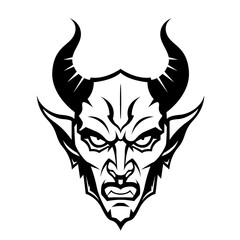 devil face logo icon vector illustration clipart isolated on white background - obrazy, fototapety, plakaty