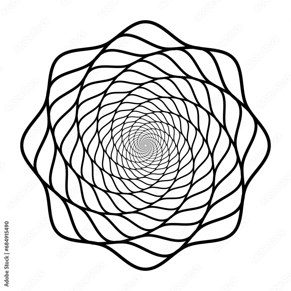 Aufkleber abstract radial pattern. circular geometric spiral shape. round decorative flower or leaves content.