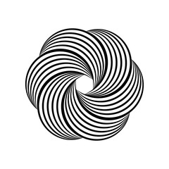 Impossible symbol. Rounded floral linear shape. Infinite knot sign. Overlapping thin lines form. Optical illusion art. Design element for logo, icon, print, cover, tag. Abstract vector illustration