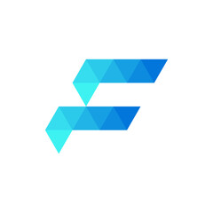 vector F logo with blue triangle