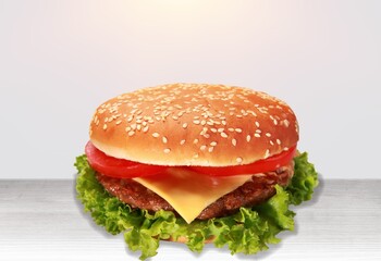 Photo of fresh tasty cheese burger