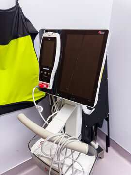 Chicago, IL, USA, November, 27, 2023, Hospital scene with a patient connected to a Bispectral Index (BIS) monitor, monitoring sedation levels during medical care