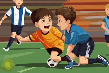 Fototapeta premium children playing football