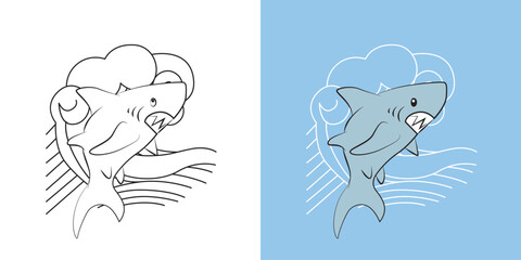 sea animal illustration for book drawing page