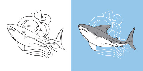 sea animal illustration for book drawing page