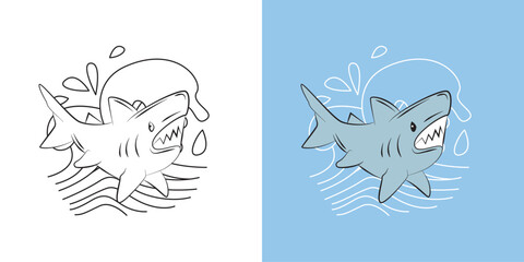 sea animal illustration for book drawing page