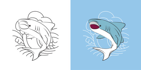 sea animal illustration for book drawing page