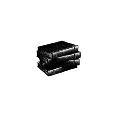 pile of books hand drawing vector isolated on background.