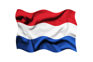 Waving the flag of NETHERLANDS on a transparent background. 3d rendering. Clipping Path Included
