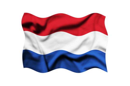 Waving the flag of NETHERLANDS on a transparent background. 3d rendering. Clipping Path Included