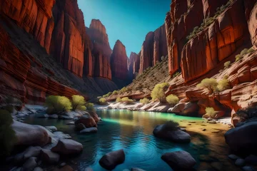 Foto op Plexiglas river in the canyon of state with high rocks © Mulazimhussain