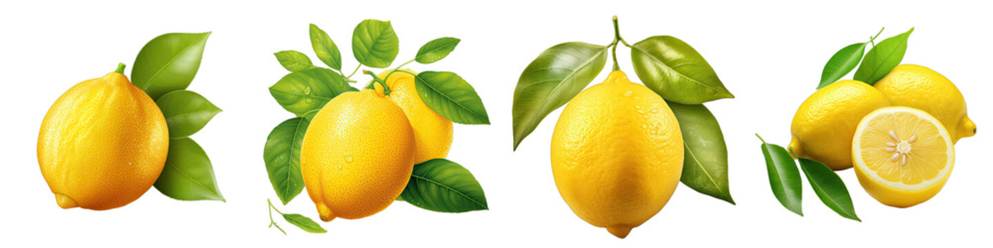 Lemon fruit Hyperrealistic Highly Detailed Isolated On Transparent Background Png File