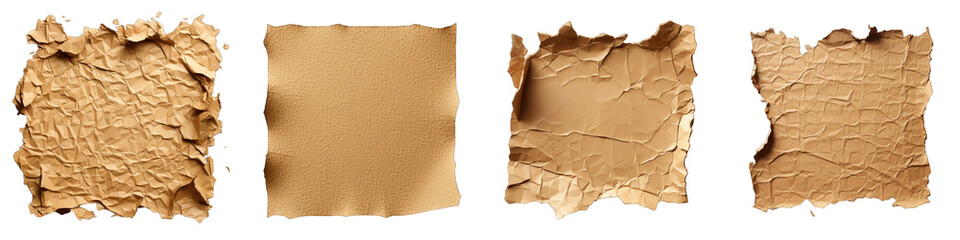 Light Brown Cardboard Paper Half Torn Hyperrealistic Highly Detailed Isolated On Transparent Background Png File