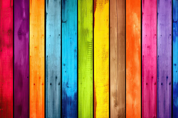 Rainbow wooden planks background. Colorful wooden texture. Wood plank background. Rainbow wood texture