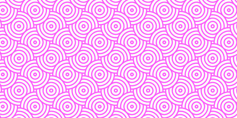 Seamless pink pattern with circles fabric curl technology backdrop background. Abstract overlapping pattern with waves pattern with waves and pink geometric retro background.	
