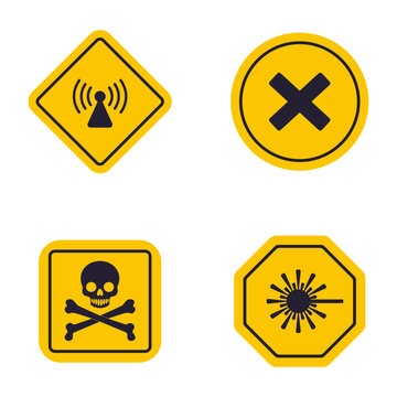 Set of Danger Warning Attention. With Simple Decoration. Vector Illustration. 