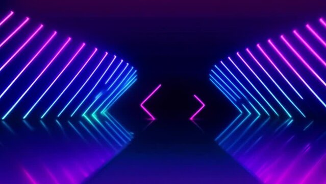 neon background with glowing gradient arrows, showing forward direction. Infinitely looped animation.