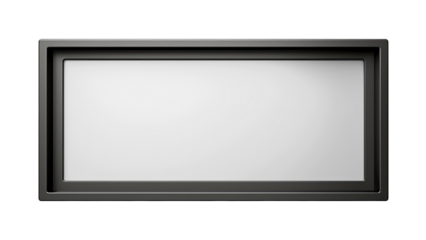 Empty metal board with black frame isolated on transparent background
