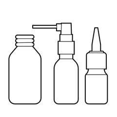 Medicine bottles of medicine. Outline Illustration on white background.