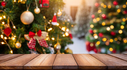 Holiday-themed wooden table setting