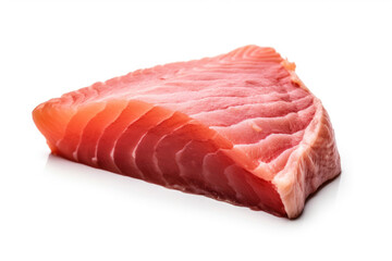 Portion of tuna on white background