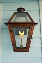 Glowing flame of natural gas lamp