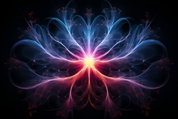 Radiant Fractal Bloom: Luminous Symmetry in Pink and Blue