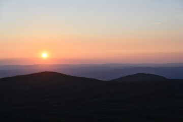 Summer sunset in Taganay nature park