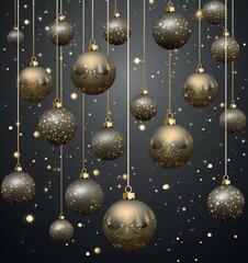 Christmas Balls decoration, Gold Color, AI generated