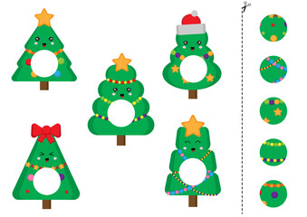 Cut and glue parts of cute  cartoon Christmas trees.