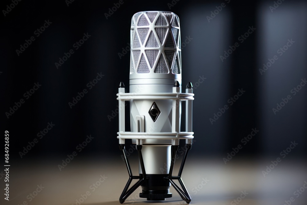 Poster Microphone on a Stand Ready for Use Generative AI