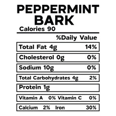 Peppermint Bark Nutrition Facts SVG