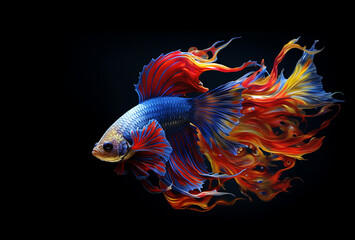 Fototapeta premium Betta fish, Colorful fighting Siamese fish with beautiful tail.