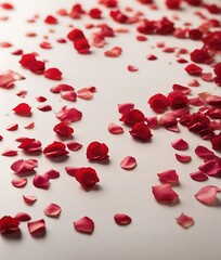 Valentine's day background. Rose petals border. Flowers composition.
