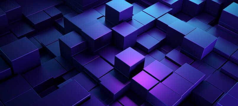 Blue purple abstract background with squares and rectangles of varying sizes