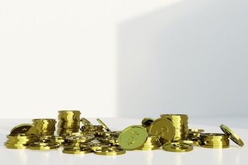 Gold coins stacked on a table: A symbol of wealth and success