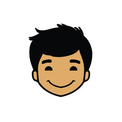Fototapeta premium head Icon of cute boy face. Flat outline style.