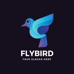 Fly bird gradient colorful logo vector icon illustration