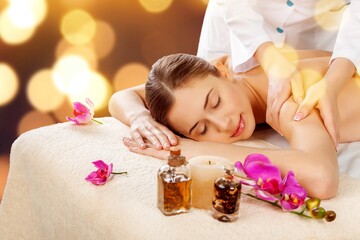 Obraz na płótnie Canvas Relax, spa young woman has massage
