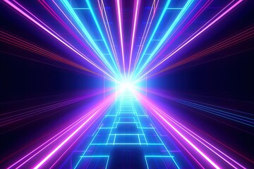 Fototapeta premium abstract futuristic background with pink blue glowing neon moving high speed wave lines and bokeh lights. Data transfer concept Fantastic wallpaper