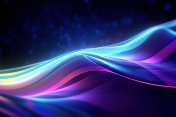 Fototapeta premium abstract futuristic background with pink blue glowing neon moving high speed wave lines and bokeh lights. Data transfer concept Fantastic wallpaper