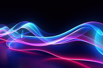 Fototapeta premium abstract futuristic background with pink blue glowing neon moving high speed wave lines and bokeh lights. Data transfer concept Fantastic wallpaper