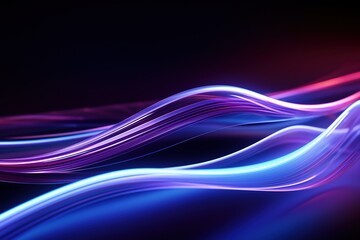 Fototapeta premium abstract futuristic background with pink blue glowing neon moving high speed wave lines and bokeh lights. Data transfer concept Fantastic wallpaper