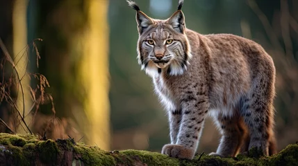 Fotobehang Portrait of a lynx in the forest © AI Studio - R