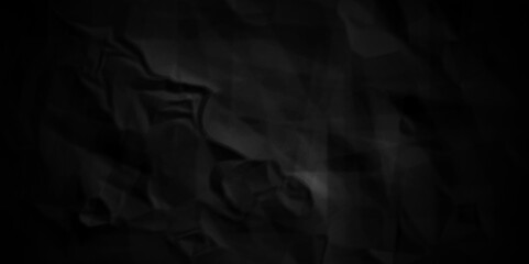 Dark black craft wrinkly paper crumpled texture. black fabric textured crumpled grunge paper background. panorama black paper texture background, crumpled pattern texture background.