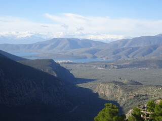 Obraz premium デルフィからコリントス湾の風景 ギリシャ Δελφοί Delphi, Greece