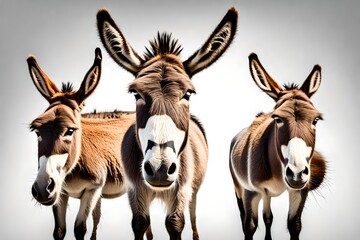 donkey collection portrait standing animal bundle isolated on a white background abd transparent PGG