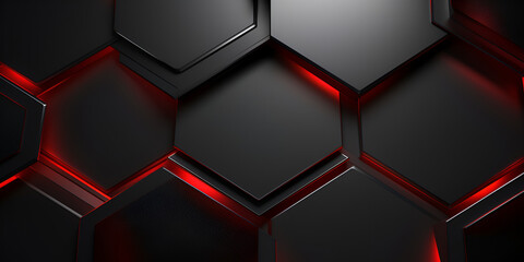 Technological hexagonal background with red neon illumination stock Digital Evolution Illuminated Hexagons in Techno Red 