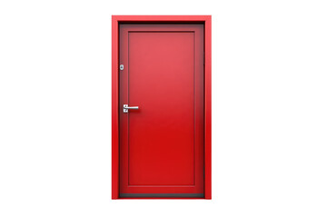 Crimson Entry: Red Single Door for Home Isolated on Transparent Background