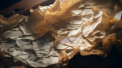 Ground texture background, A bunch of old papers. Collection and recycling of waste paper, Texture of crumpled brown paper in vintage style, The floor, the interior, of an abandoned ruined old buil


